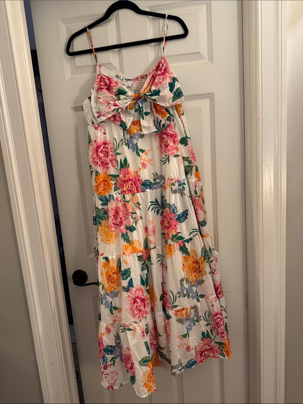 Floral Tie-Front Romper Jumpsuit - White with Pink & Yellow Blooms